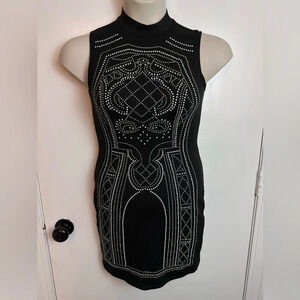 Say What? Embellished Black Body Con Dress  Size Small #1407